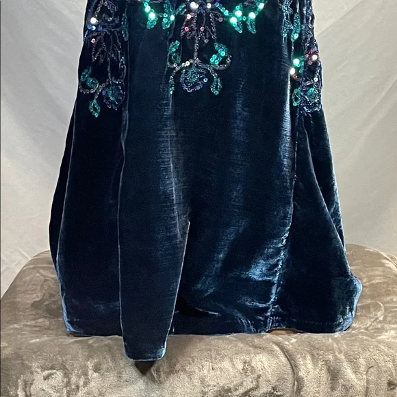 Free People Deep Blue Velvet Sleeveless Mini Dress with Sequin Details - Picture 3 of 11